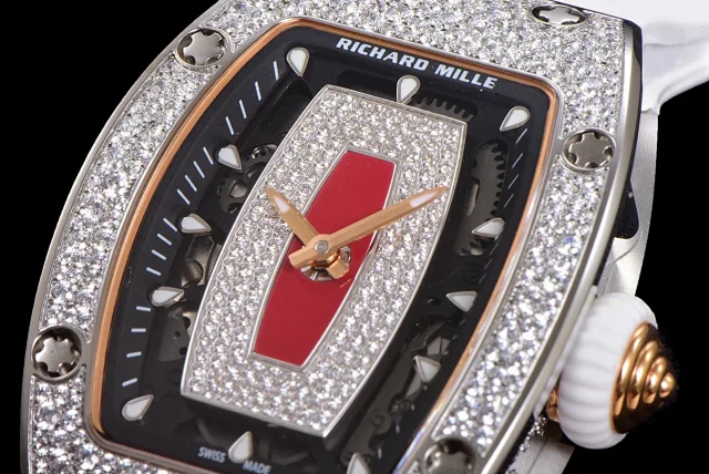 Richard Mille Watches Diamond-Set Tonneau Watch with White Strap product detail image 17