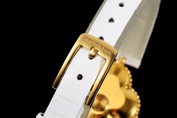 Van Cleef & Arpels Alhambra Yellow Gold Dial Watch with Navy Leather Strap Watches - 72
