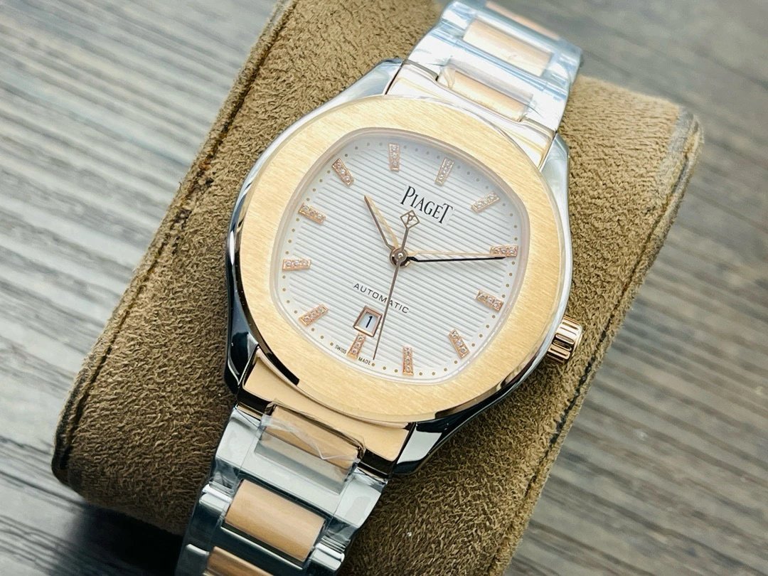 Design Piaget Polo Automatic White Dial Diamond Bezel Two-Tone Steel and Rose Gold Watch Watches - 31