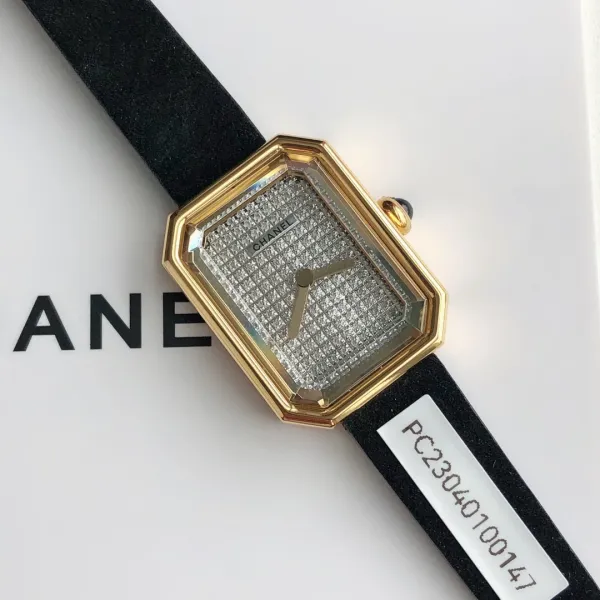 Chanel Première Rock Gold Paved Diamond Watch Black Strap Watches - 6