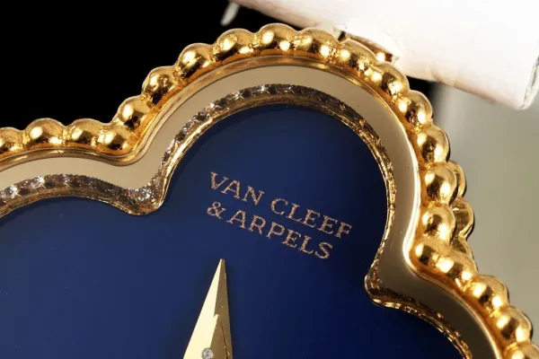 Van Cleef & Arpels Alhambra Yellow Gold Dial Watch with Navy Leather Strap Watches - 74