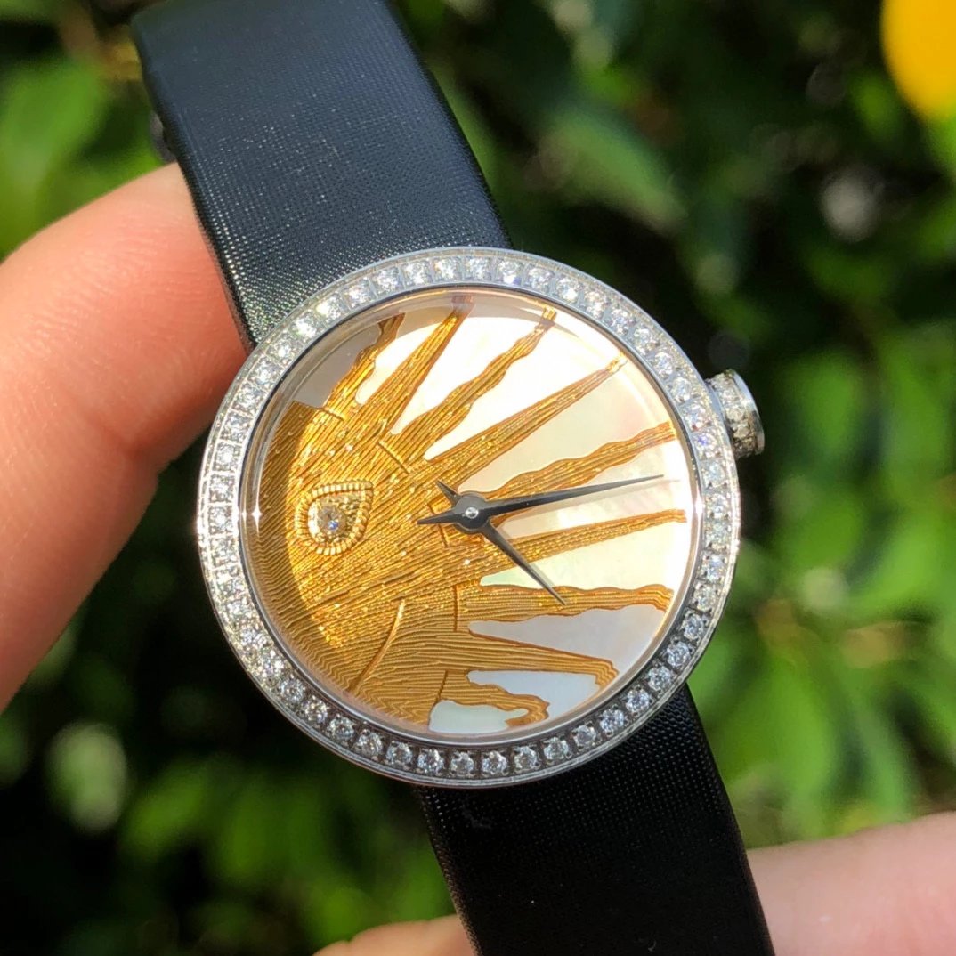 Dior La D de Dior Black Dial Rose Gold Diamond Bezel Watch Watches - 16