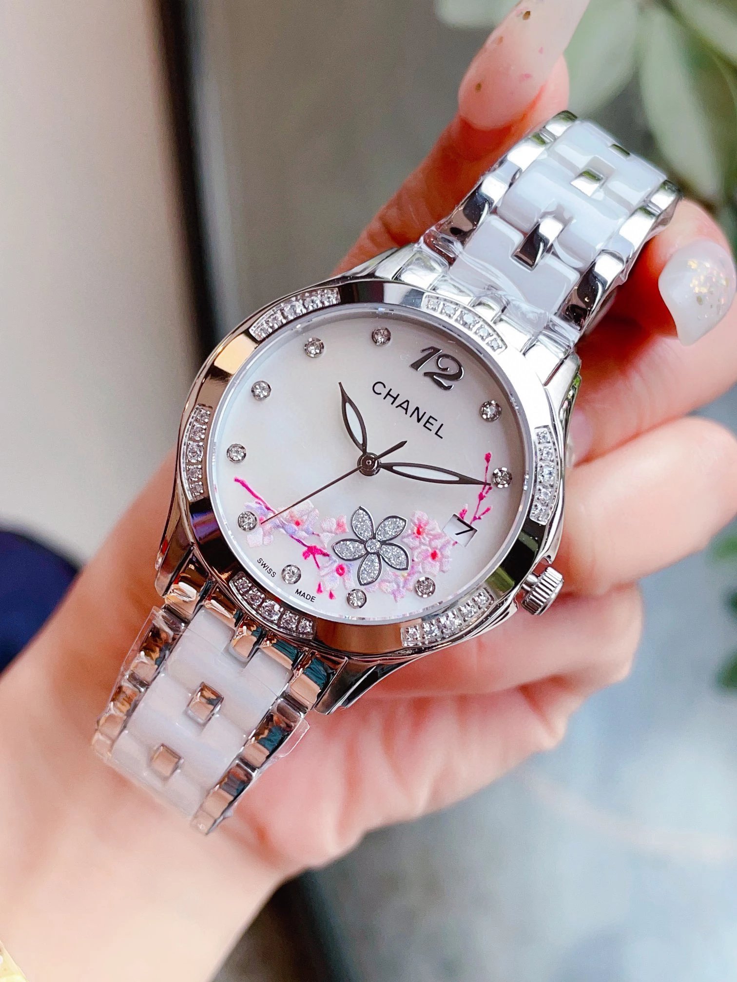 Chanel Mademoiselle Prive Cherry Blossom Ceramic Watch Rose Gold and Silver Watches - 15