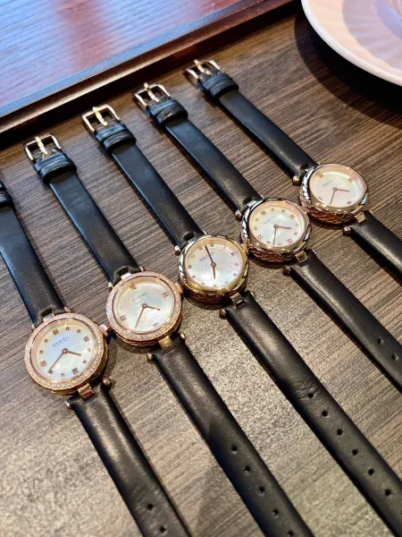 Gucci G-Timeless Mini Mother-of-Pearl Dial Black Leather Watch Watches - 53