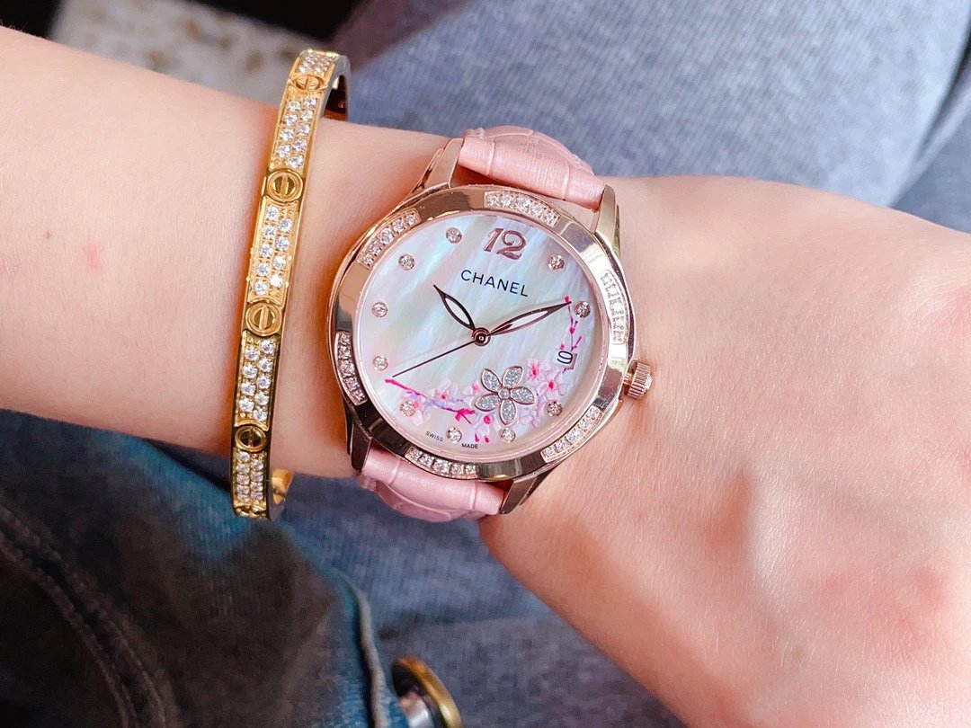 Chanel Mademoiselle Prive Cherry Blossom Ceramic Watch Rose Gold and Silver Watches - 30