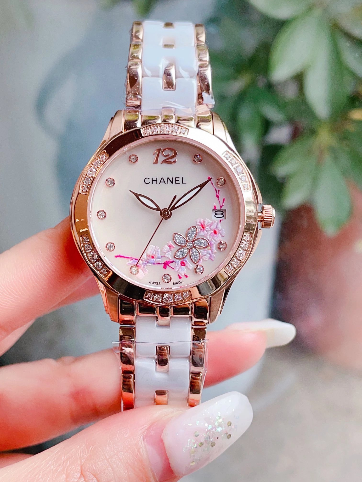 Chanel Mademoiselle Prive Cherry Blossom Ceramic Watch Rose Gold and Silver Watches - 3