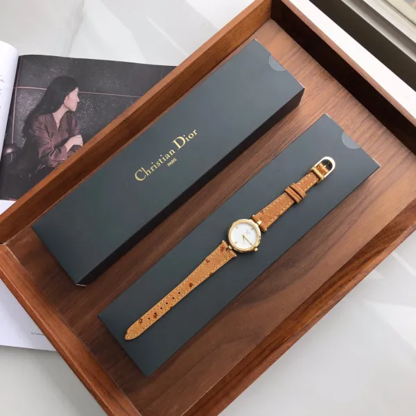 Dior La D de Dior Gold-Tone White Dial Tan Leather Watch Watches - 4