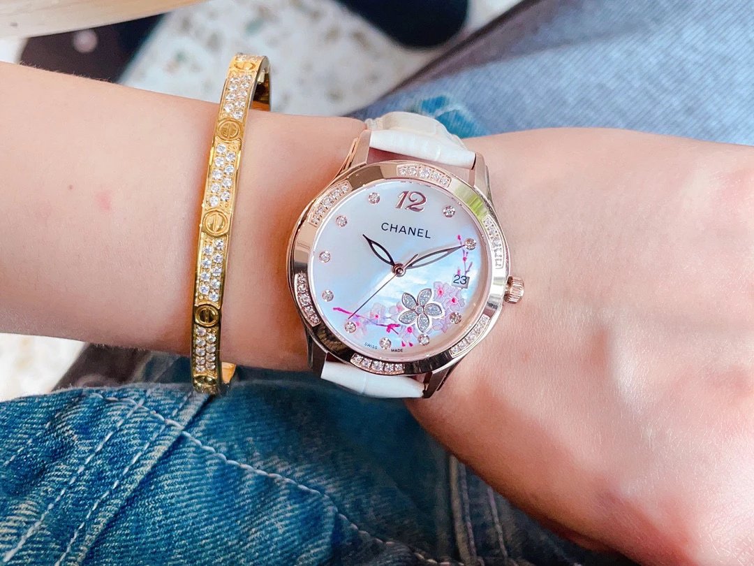 Chanel Mademoiselle Prive Cherry Blossom Ceramic Watch Rose Gold and Silver Watches - 29