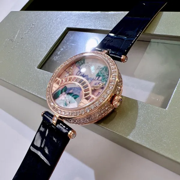 Van Cleef & Arpels Poetic Complications Lady Arpels Heures Florales Watch Navy Blue Leather Watches - 36