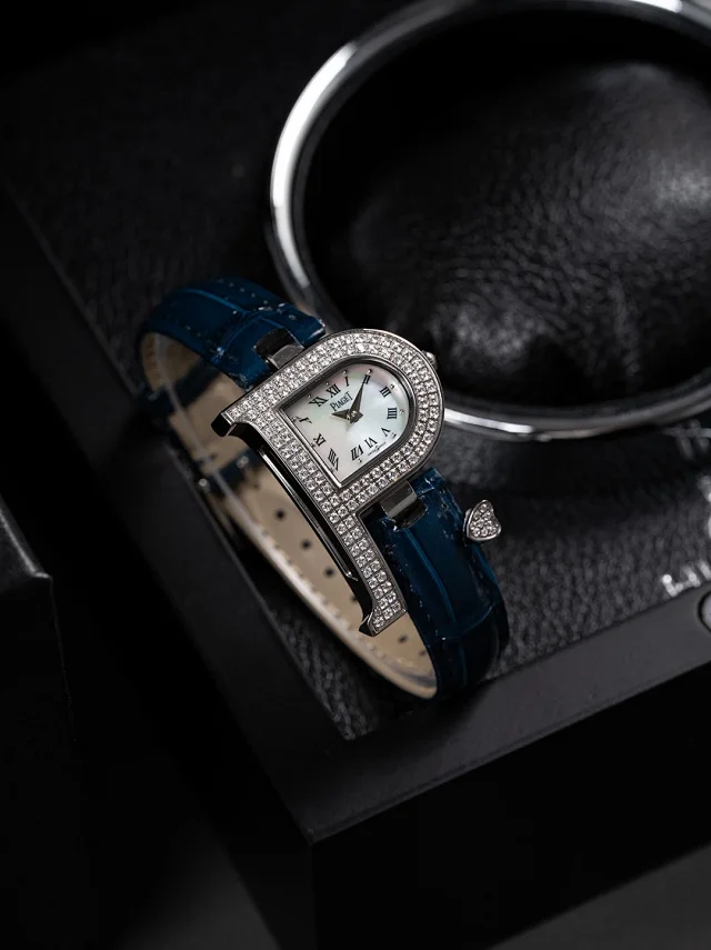 Piaget Watches Crystal-Set D-Shaped Case Watch with Crocodile-Pattern Strap product detail image 16
