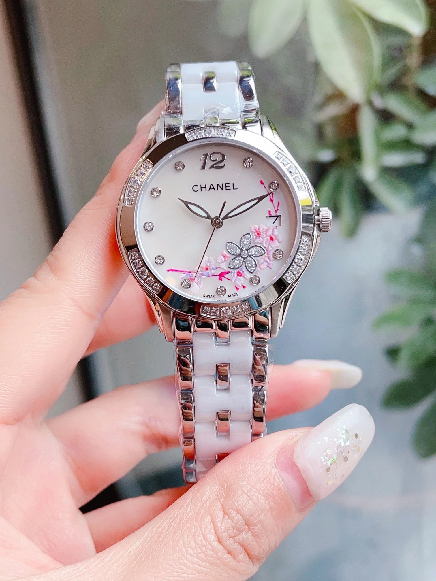 Chanel Mademoiselle Prive Cherry Blossom Ceramic Watch Rose Gold and Silver Watches - 12