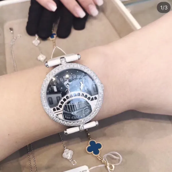 Van Cleef & Arpels Pont des Arts White Leather Watch Watches - 22