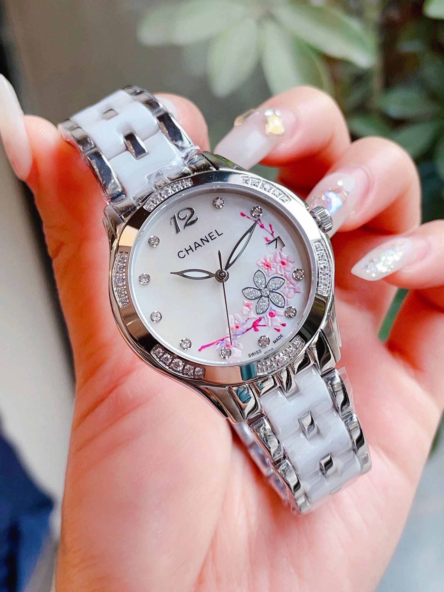 Chanel Mademoiselle Prive Cherry Blossom Ceramic Watch Rose Gold and Silver Watches - 14