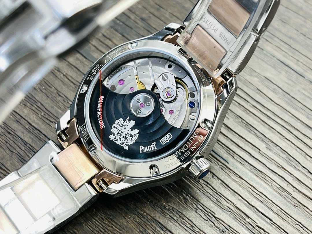 Design Piaget Polo Automatic White Dial Diamond Bezel Two-Tone Steel and Rose Gold Watch Watches - 26