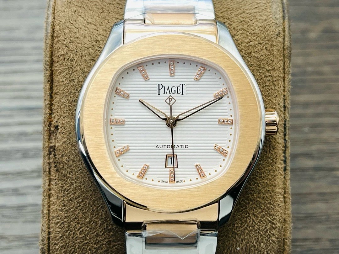 Design Piaget Polo Automatic White Dial Diamond Bezel Two-Tone Steel and Rose Gold Watch Watches - 32