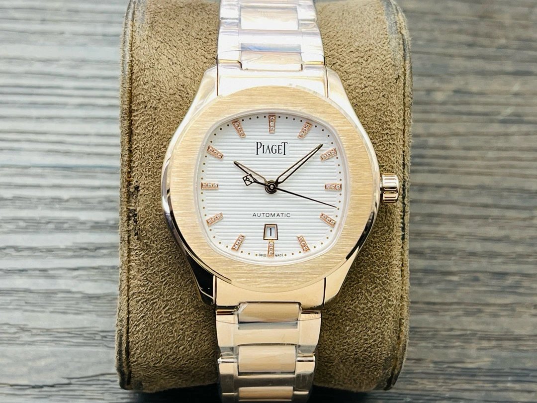 Design Piaget Polo Automatic White Dial Diamond Bezel Two-Tone Steel and Rose Gold Watch Watches - 11