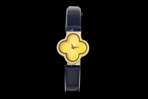 Van Cleef & Arpels Alhambra Yellow Gold Dial Watch with Navy Leather Strap Watches - 41