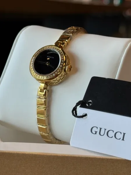 Gucci G-Timeless Mini Black Dial Gold-Tone Diamond-Set Watch Watches - 14
