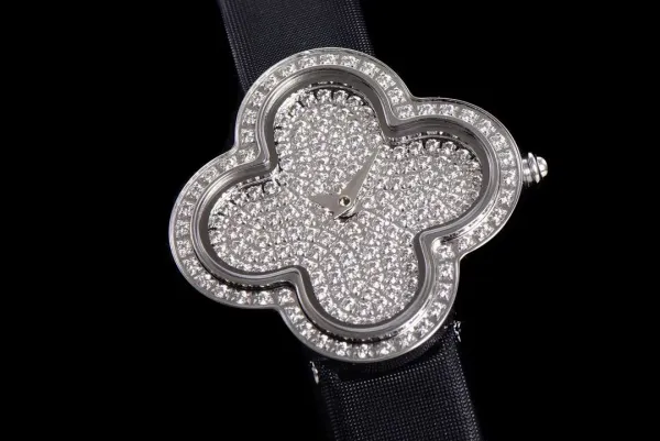 Cartier Panthère de Cartier Clover-Shaped Diamond Watch Blue Silk Strap Watches - 8
