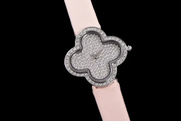 Cartier Panthère de Cartier Clover-Shaped Diamond Watch Blue Silk Strap Watches - 47