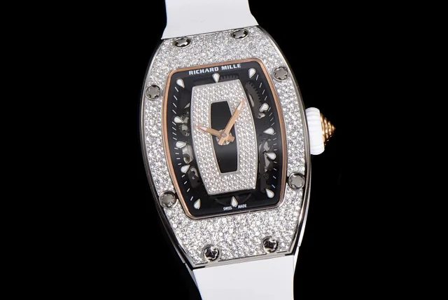 Richard Mille Watches Diamond-Set Tonneau Watch with White Strap product detail image 8
