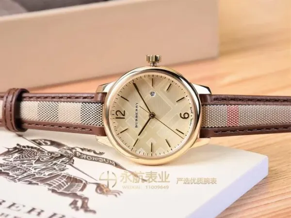 Burberry The City Watch Rose Gold White Red Check Strap Quartz Watch Watches - 2