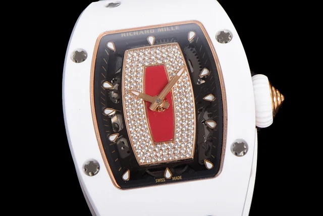 Richard Mille Watches Diamond-Set Tonneau Watch with White Strap product detail image 76