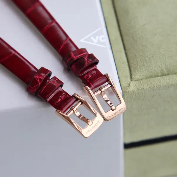 Van Cleef & Arpels Alhambra Yellow Gold Dial Watch with Navy Leather Strap Watches - 9