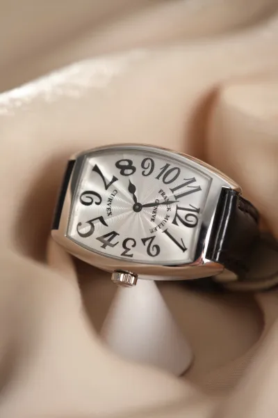 Franck Muller Curvex White Leather Strap Mechanical Watch Watches - 4