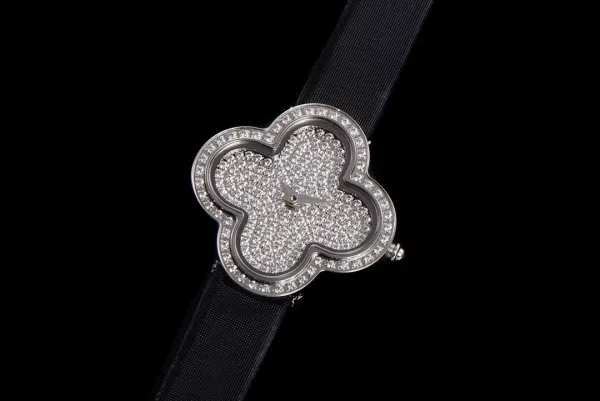 Cartier Panthère de Cartier Clover-Shaped Diamond Watch Blue Silk Strap Watches - 6