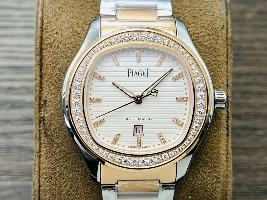 Design Piaget Polo Automatic White Dial Diamond Bezel Two-Tone Steel and Rose Gold Watch Watches - 23