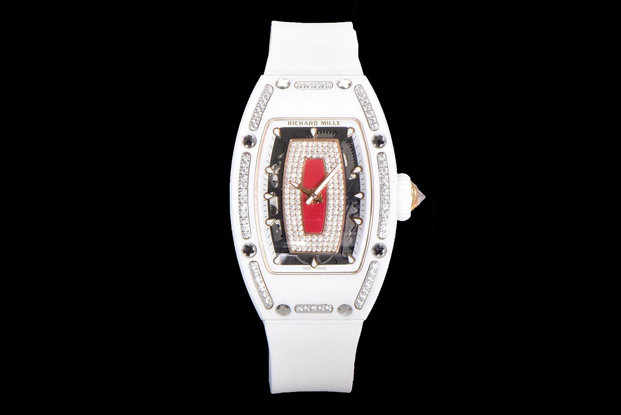 Richard Mille Watches Diamond-Set Tonneau Watch with White Strap image 3