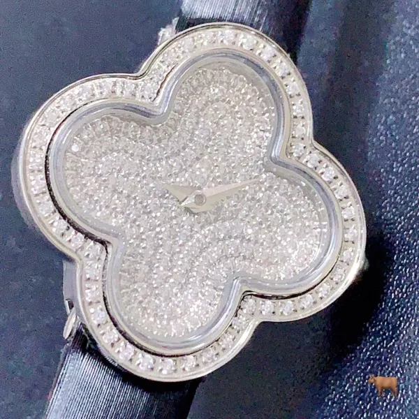 Cartier Panthère de Cartier Clover-Shaped Diamond Watch Blue Silk Strap Watches - 16