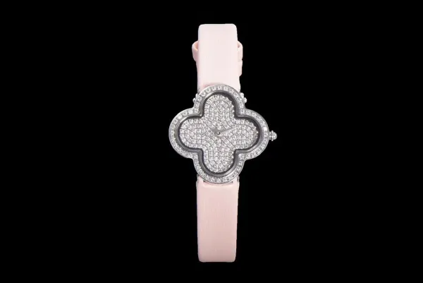 Cartier Panthère de Cartier Clover-Shaped Diamond Watch Blue Silk Strap Watches - 46