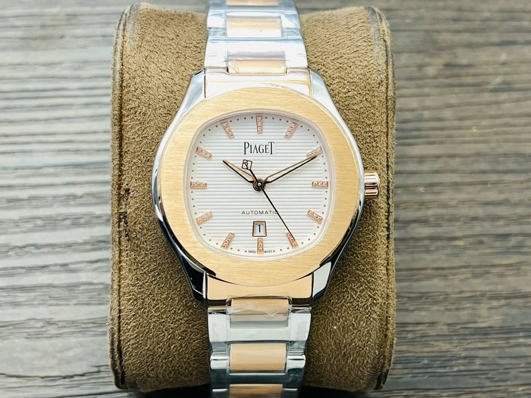 Design Piaget Polo Automatic White Dial Diamond Bezel Two-Tone Steel and Rose Gold Watch Watches - 29