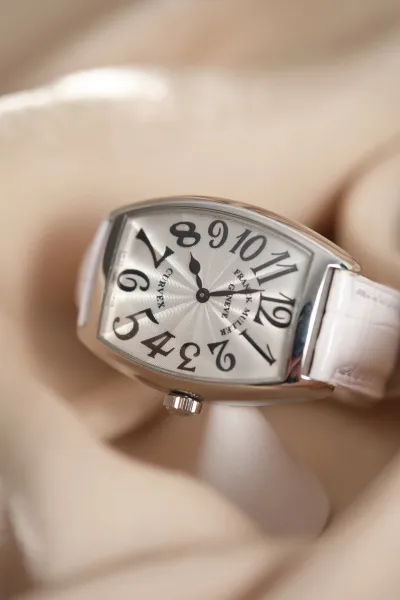 Franck Muller Curvex White Leather Strap Mechanical Watch Watches - 14
