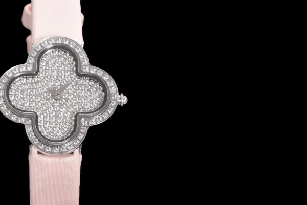 Cartier Panthère de Cartier Clover-Shaped Diamond Watch Blue Silk Strap Watches - 49