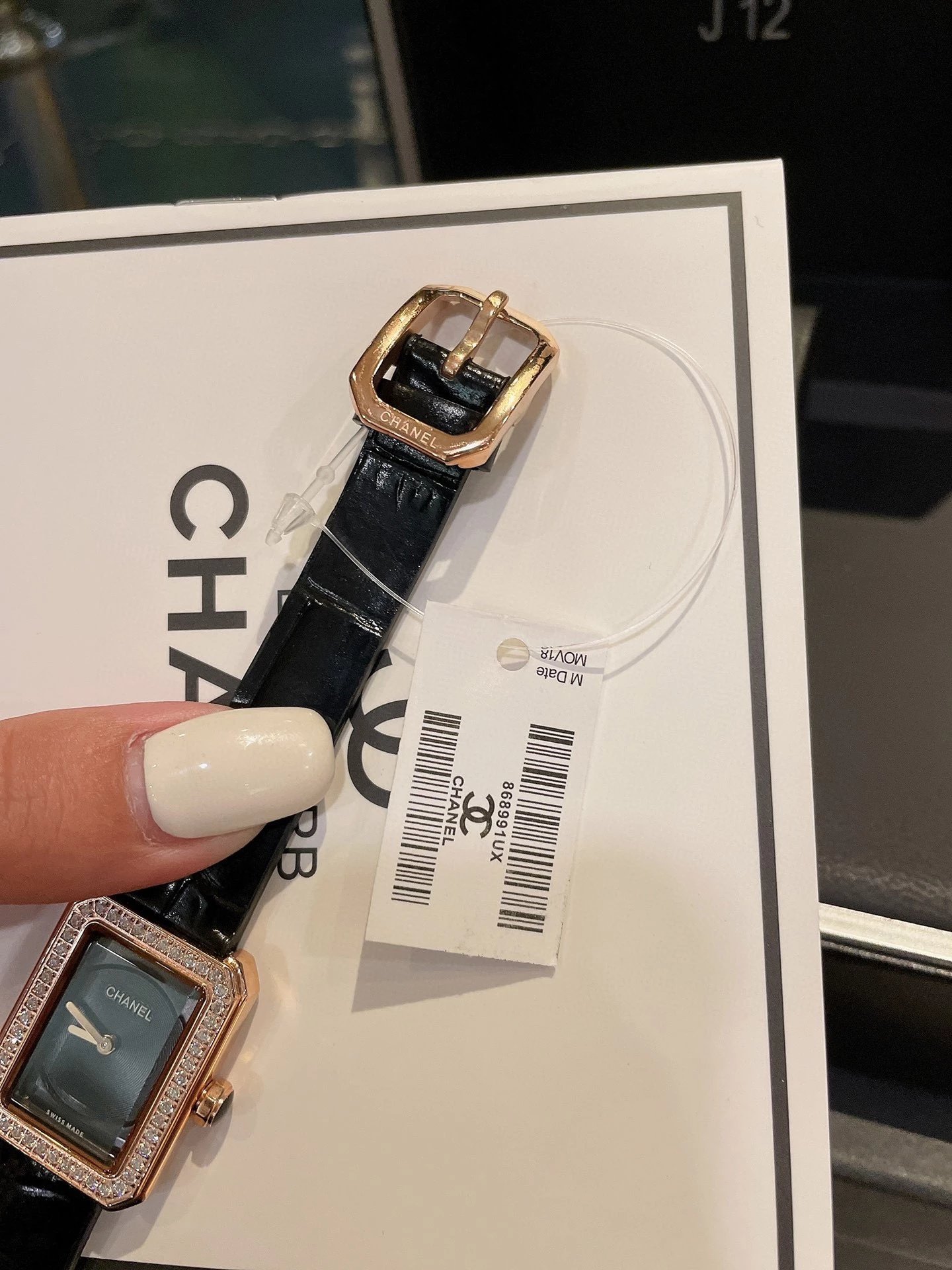 Chanel Première Rock Diamond-Set Rose Gold Watch Black Leather Strap Watches - 16