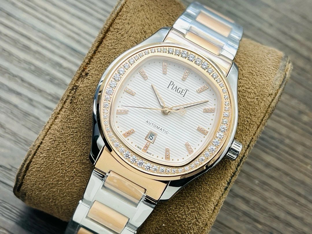 Design Piaget Polo Automatic White Dial Diamond Bezel Two-Tone Steel and Rose Gold Watch Watches - 22