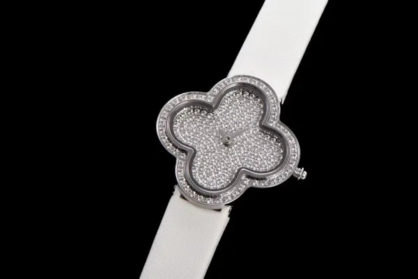 Cartier Panthère de Cartier Clover-Shaped Diamond Watch Blue Silk Strap Watches - 62
