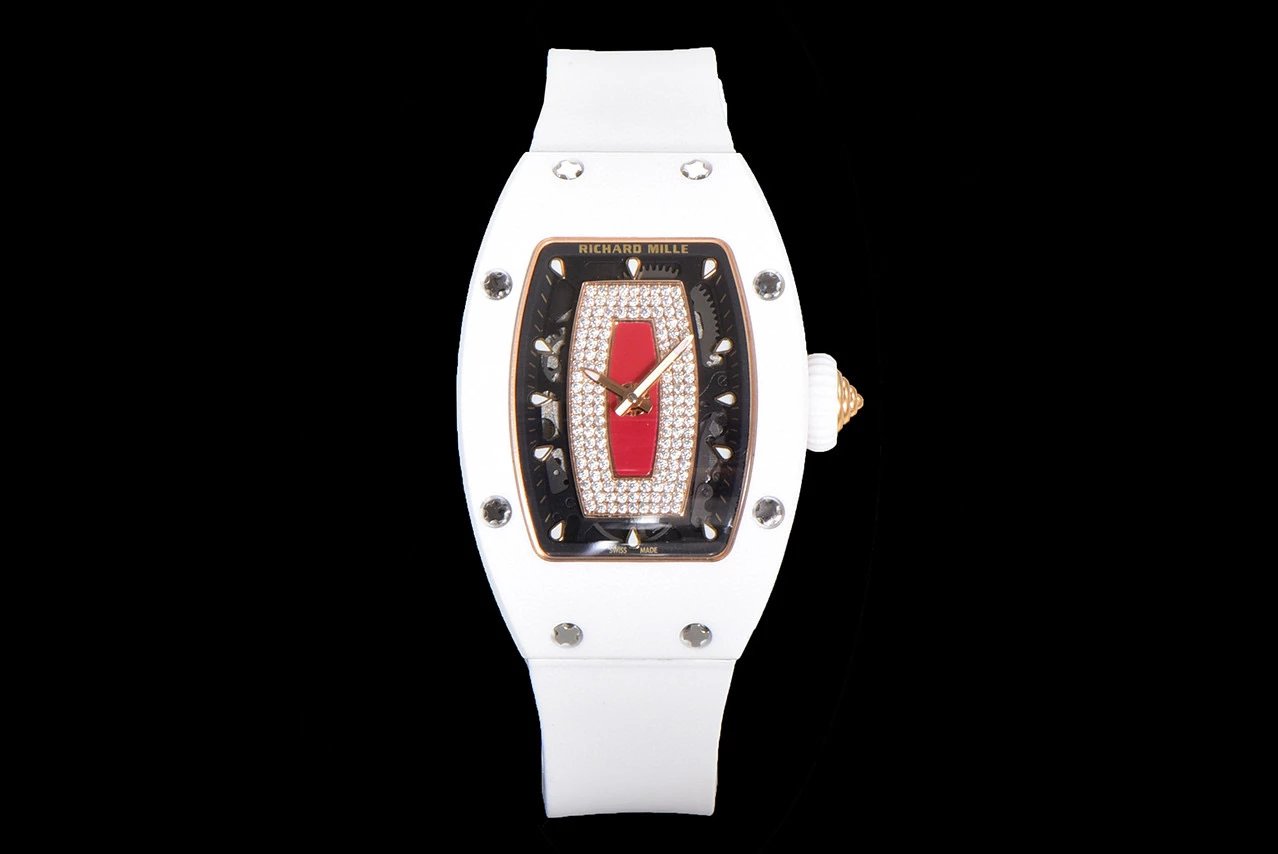Richard Mille Watches Diamond-Set Tonneau Watch with White Strap image 2
