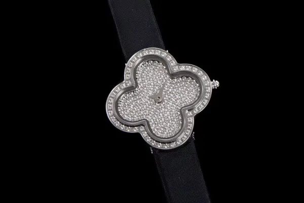 Cartier Panthère de Cartier Clover-Shaped Diamond Watch Blue Silk Strap Watches - 5