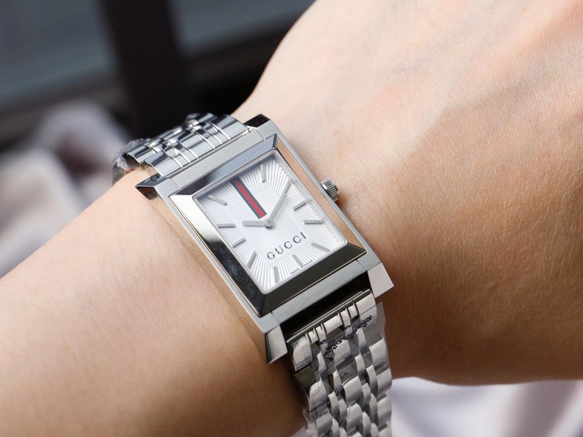 Gucci G-Timeless Square Watch Silver Black Diamond-Encrusted Quartz Watch Watches - 3