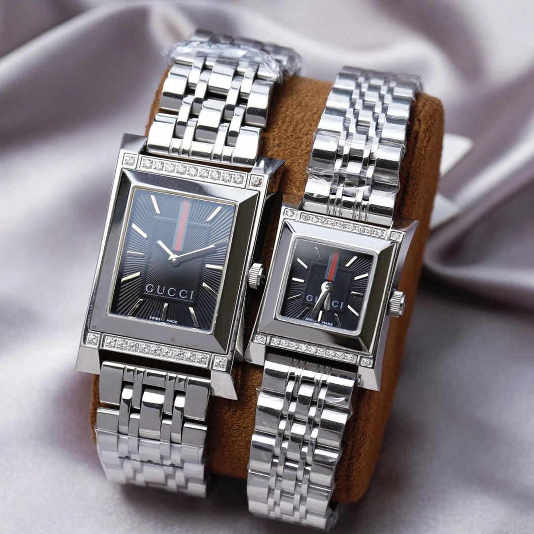 Gucci G-Timeless Square Watch Silver Black Diamond-Encrusted Quartz Watch Watches - 10