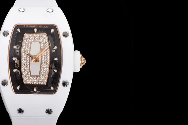 Richard Mille Watches Diamond-Set Tonneau Watch with White Strap product detail image 86