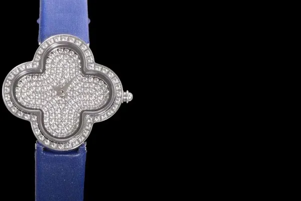 Cartier Panthère de Cartier Clover-Shaped Diamond Watch Blue Silk Strap Watches - 35