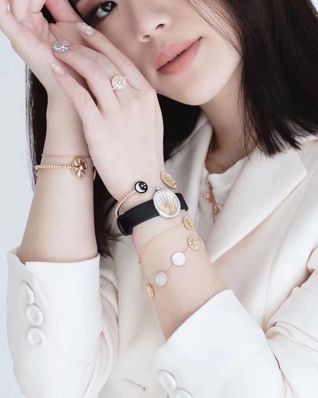 Dior La D de Dior Black Dial Rose Gold Diamond Bezel Watch Watches - 7