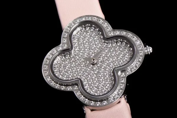 Cartier Panthère de Cartier Clover-Shaped Diamond Watch Blue Silk Strap Watches - 50