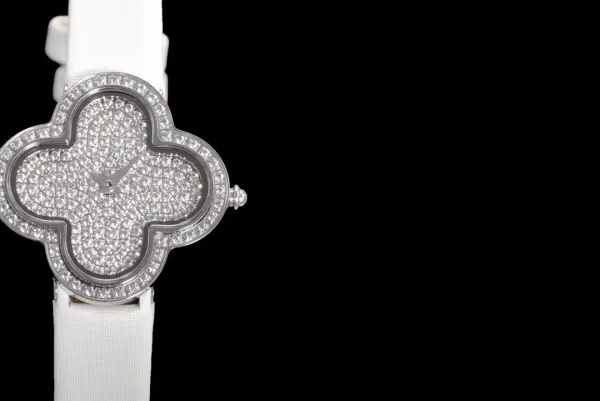 Cartier Panthère de Cartier Clover-Shaped Diamond Watch Blue Silk Strap Watches - 63