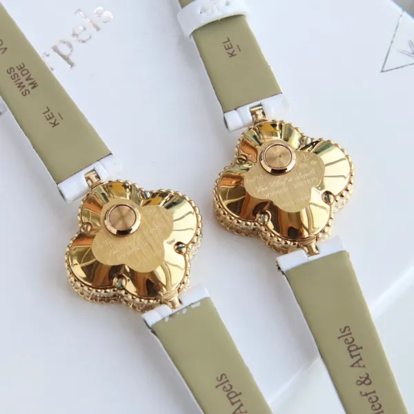 Van Cleef & Arpels Alhambra Yellow Gold Dial Watch with Navy Leather Strap Watches - 15
